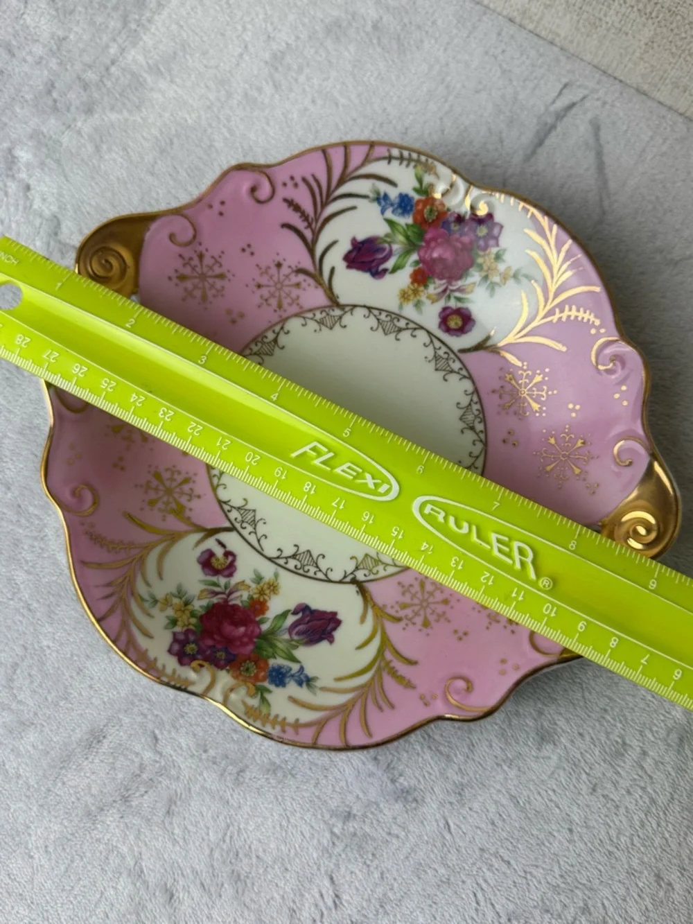 Vintage Lefton Pink and Gold Floral Porcelain Serving or Trinket Dish